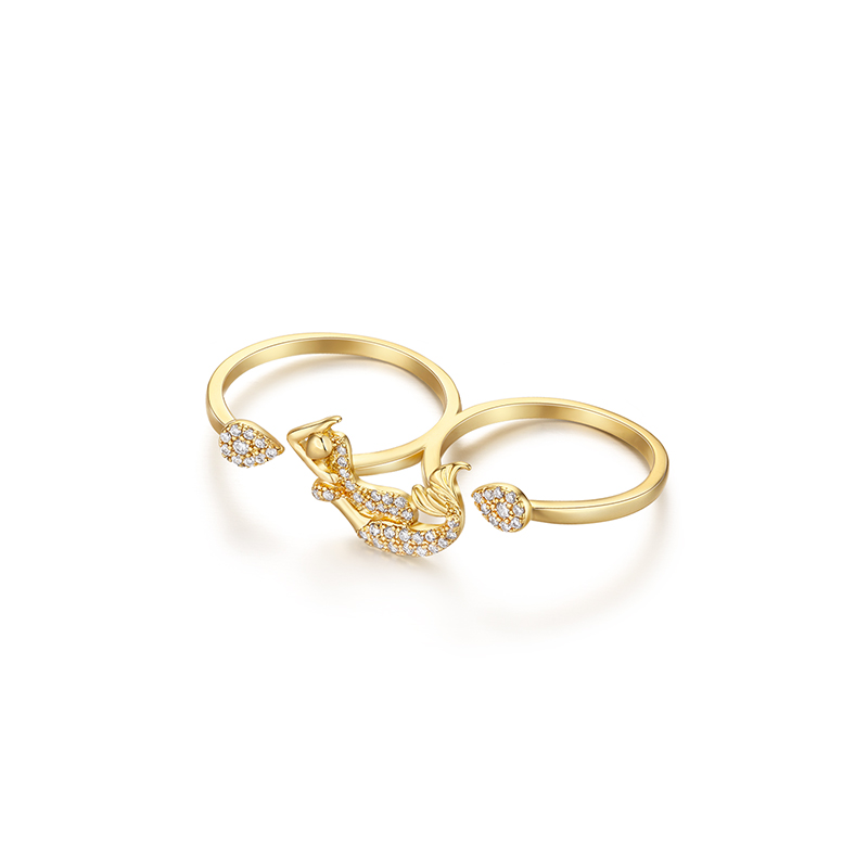 戒指•美人鱼系列 Mermaid Double Fingers Ring 美人鱼双指戒指