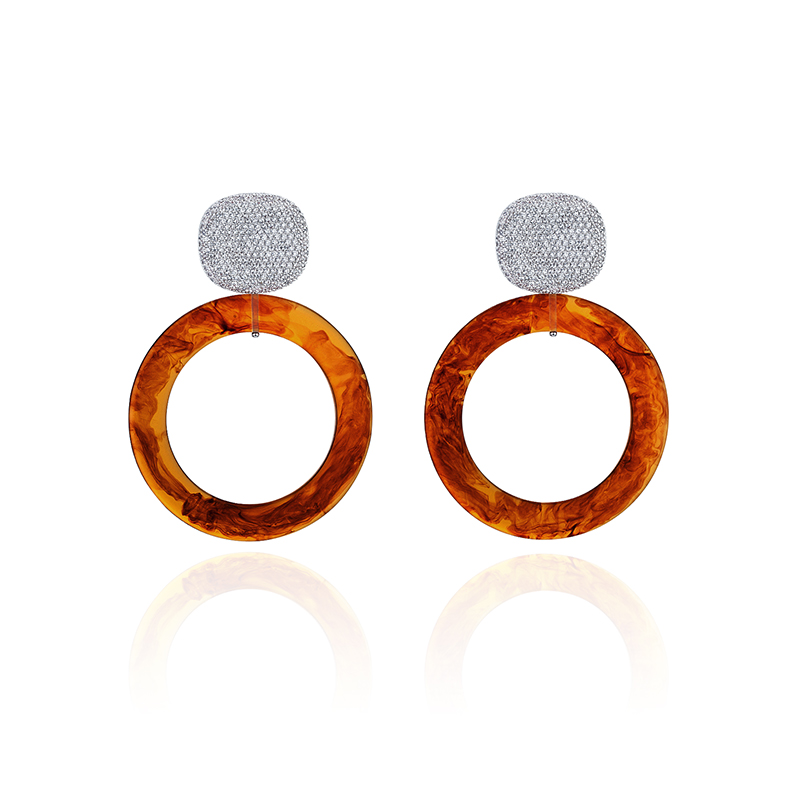 耳环•Glam Ever X 陈燃联名树脂系列 Round amber earrings 琥珀色圆形耳环