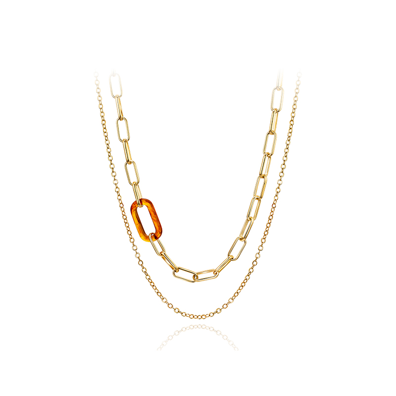 项链•Glam Ever X 陈燃联名树脂系列 Amber metallic necklace 琥珀色金属项链