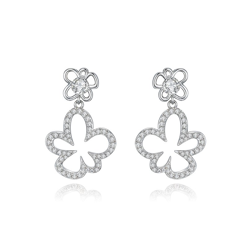 耳环•白描花系列 White floral Mosaic earrings 白描花拼接耳环