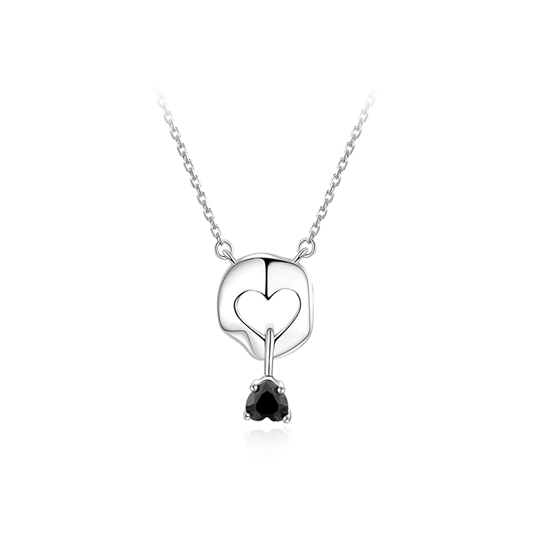 项链•暗夜系列 Night splicing love necklace 暗夜拼接爱心项链