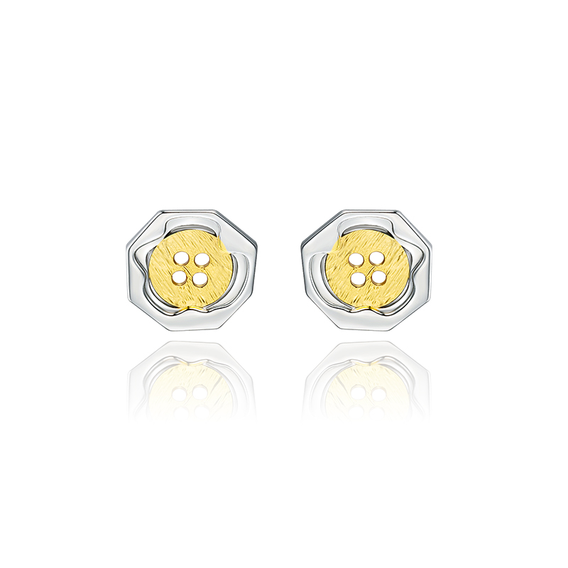 耳环•纽扣系列 Round button stud earrings 圆形纽扣耳钉