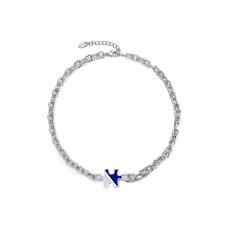 项链•拼图游戏系列  Jigsaw pig nose spliced collarbone chain 拼图猪鼻拼接锁骨链