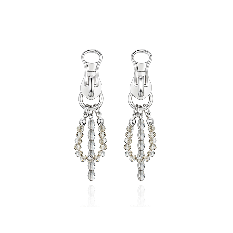 耳环•拉链系列 Tassel faux crystal zipper earrings 流苏人造水晶拉链耳环