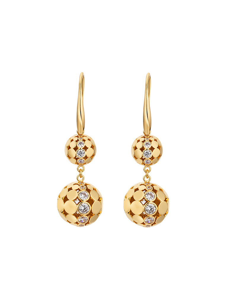 耳环• 质感金属系列 Dance in the Ballroom Earrings大小双球挂坠耳环
