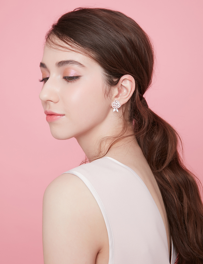 耳环• 英伦玫瑰系列 Whisper of Rose Earrings双叶玫瑰耳钉