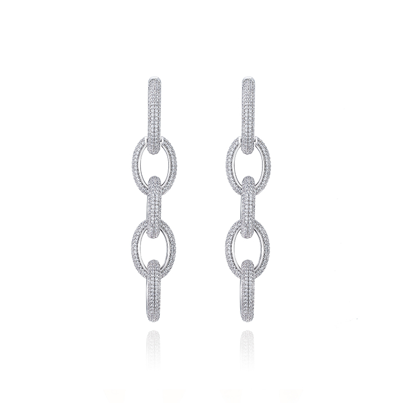耳环•Glam Ever X Akiiiko联名系列 Polycyclic zircon chain earrings 多环锆石锁链耳环