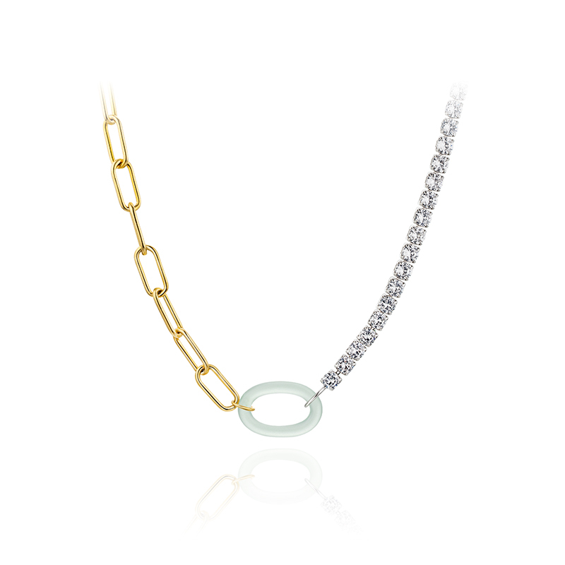 项链•Glam Ever玉石系列 Zircon with jade necklaces 锆石链条拼接玉石项链