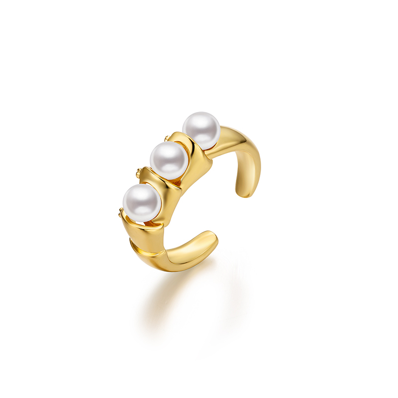 戒指•国潮系列 Pearl ring in armor 联排铠甲珍珠戒指
