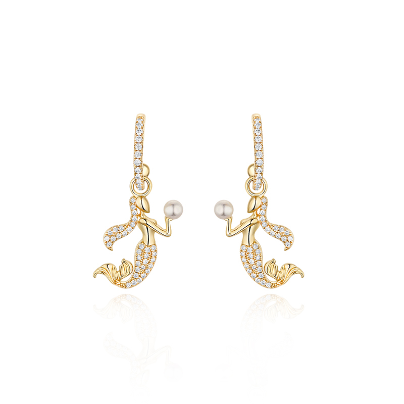 耳环•美人鱼系列 Mermaid's Eardrops Earrings 美人鱼珍珠耳环 