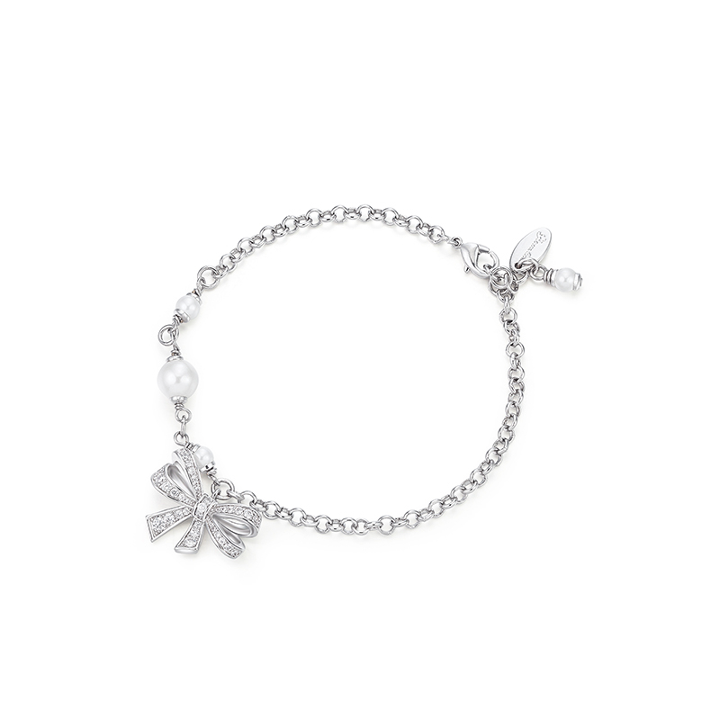 手链•Glam Ever X Akiiiko联名系列 Bow pearl pendant bracelet 蝴蝶结珍珠吊坠手链
