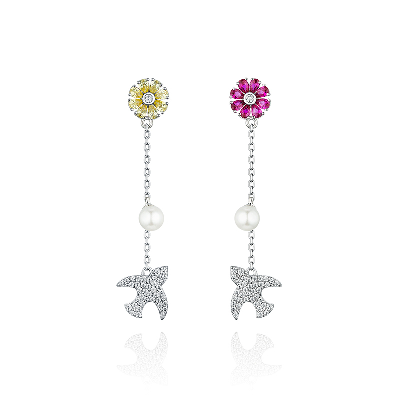 耳环•鸟语花香系列 Flower and bird pendant earrings 花鸟吊坠耳环