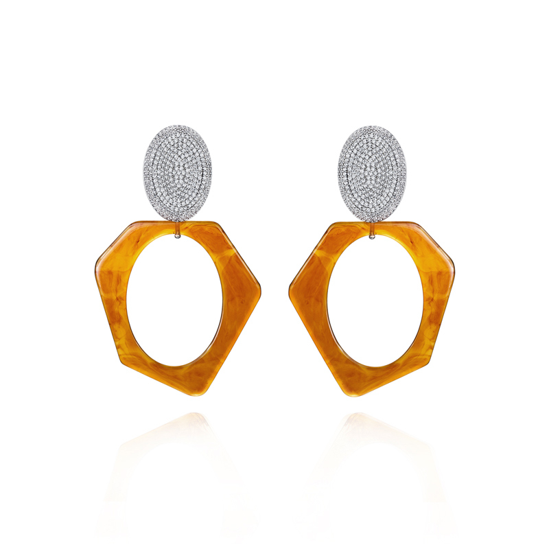 耳环•Glam Ever X 陈燃联名树脂系列 Amber geometric earrings 琥珀色几何耳环