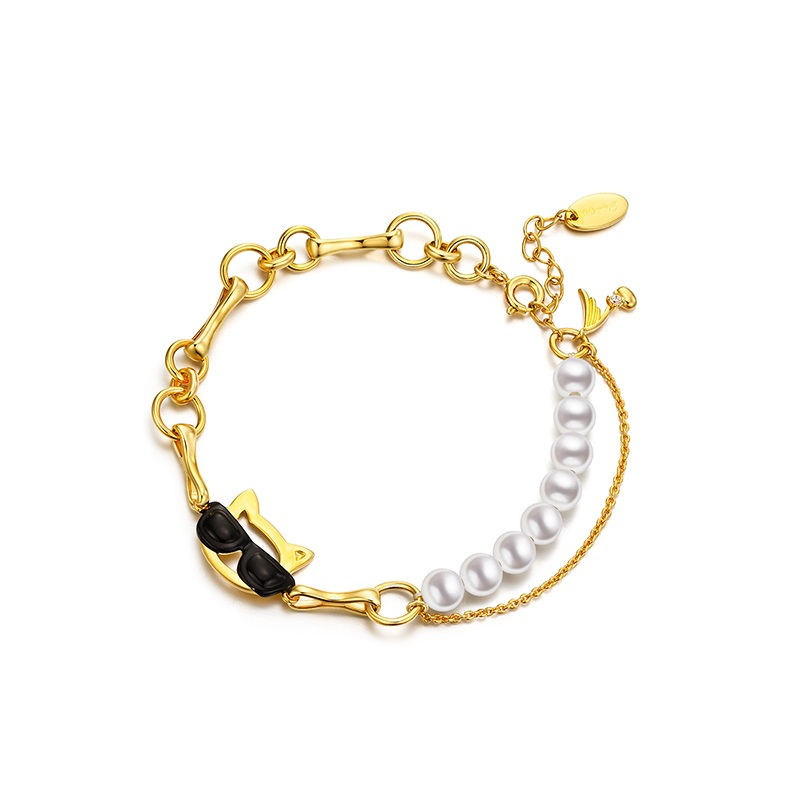手链•Glam Ever X 伍嘉成联名猫乐系列 Cat pearl chain bracelet 猫咪珍珠链条手链