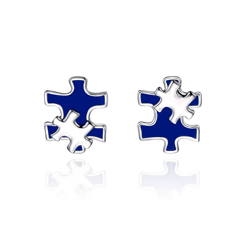 耳环•拼图游戏系列 Jigsaw stud earrings 拼图耳钉