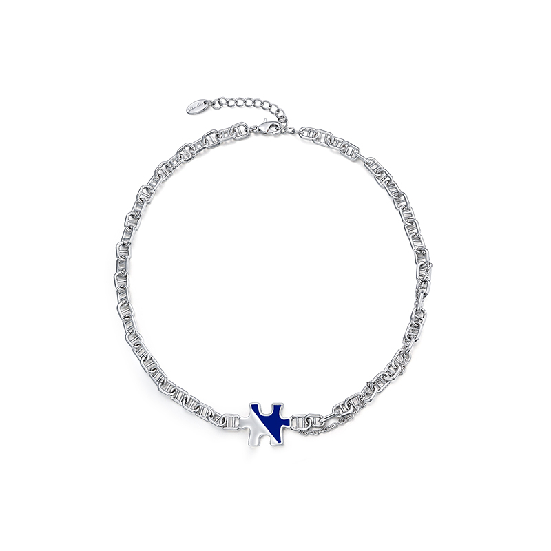 项链•拼图游戏系列  Jigsaw pig nose spliced collarbone chain 拼图猪鼻拼接锁骨链
