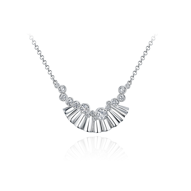 项链•折扇系列 Zircon folding fan necklace 锆石折扇项链