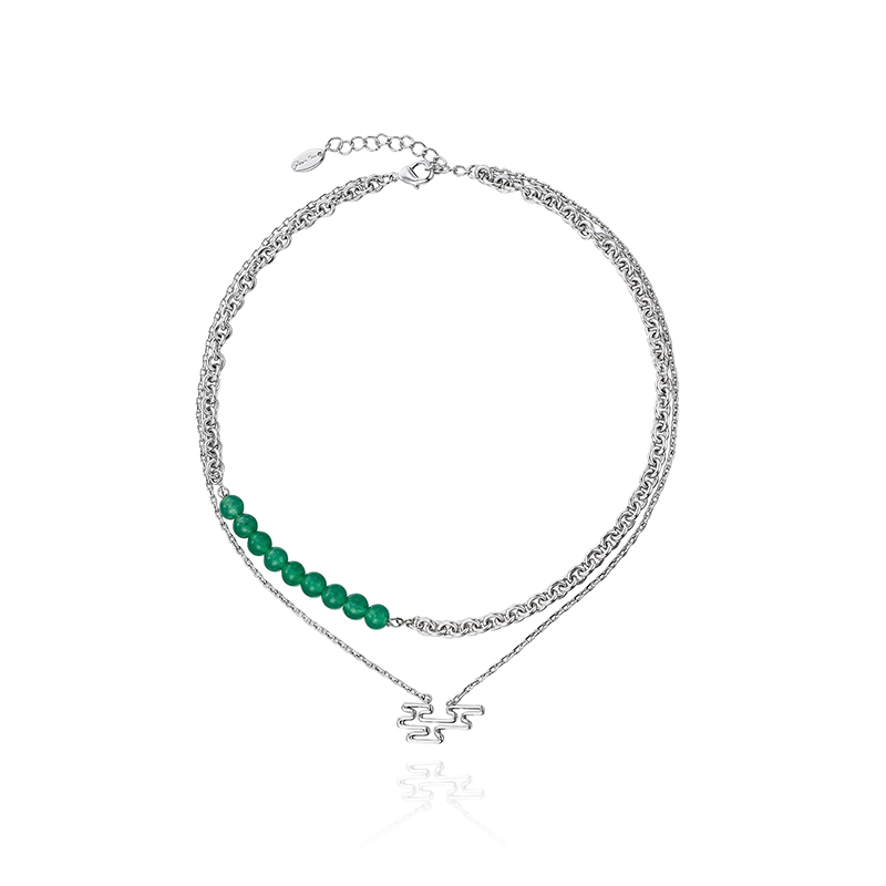 项链•祥云系列 Jade Xiangyun spliced double chain 玉石祥云拼接双层链