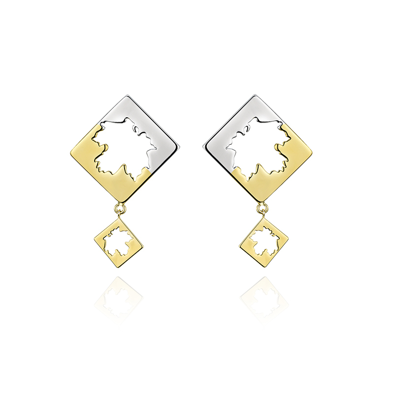 耳环•枫叶系列 Maple leaf patchwork earrings 镂空枫叶拼接耳环 