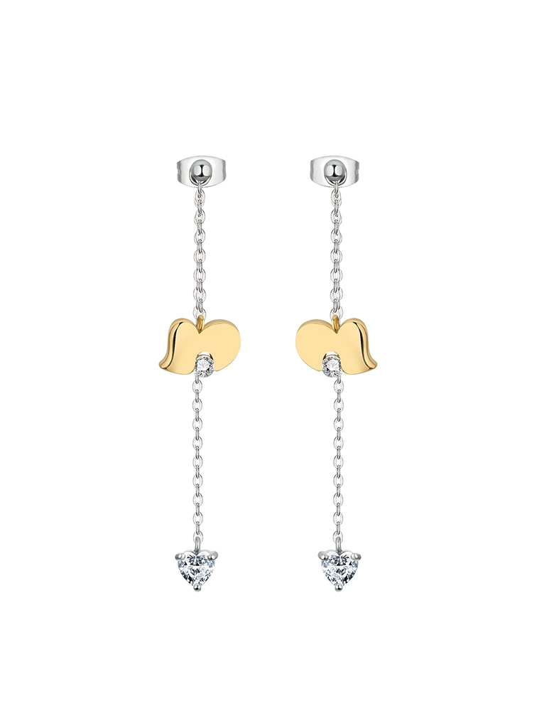 耳钉• 臻爱之心系列 Love You Twice Earrings前后双心长坠耳环