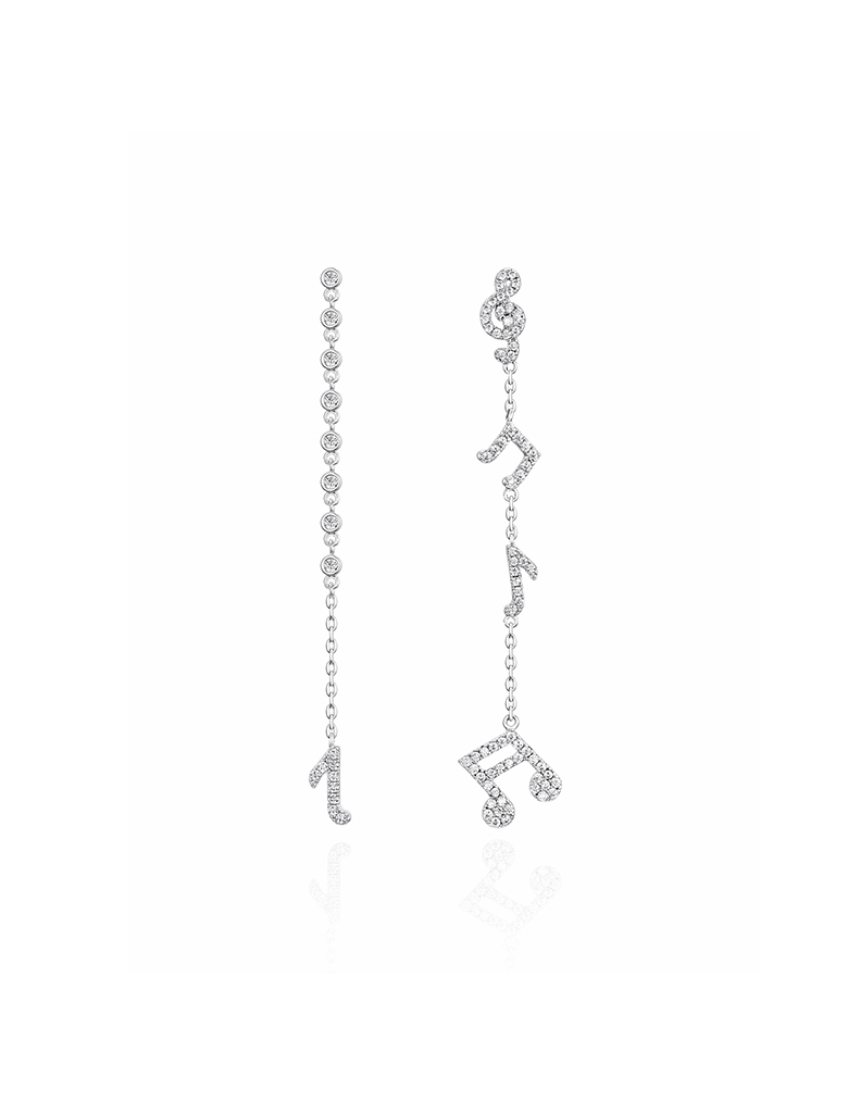 耳环• 音符系列 Melody of Love Story Earrings不对称音符长链耳环