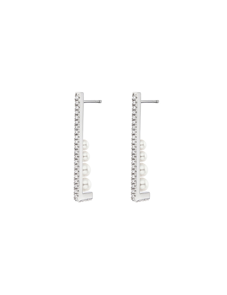耳环• 锆石珍珠系列 Full of Diamond Pearls Earrings竖排珍珠锆石耳环