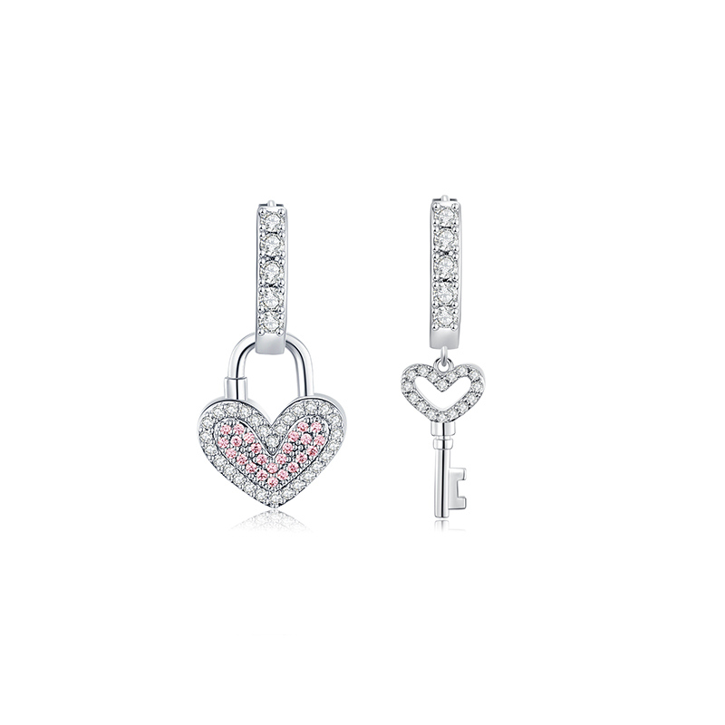耳环•心锁系列 lock key earrings不对称心锁钥匙耳环