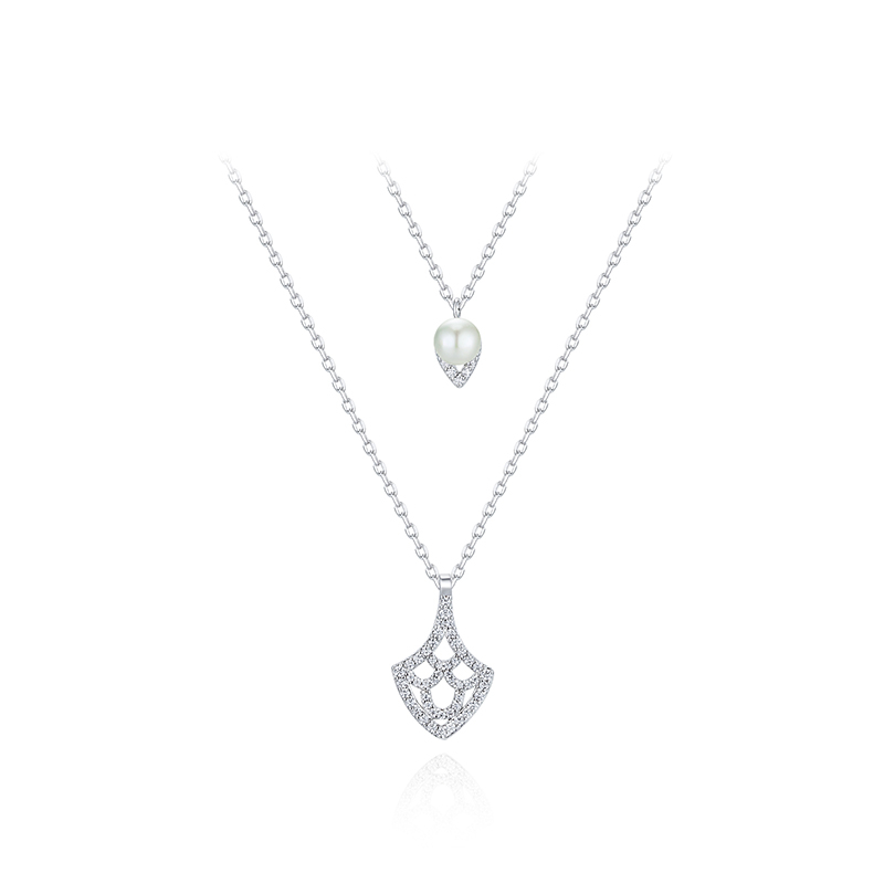 项链•鱼尾系列 Fish Tail with Pearl Double Layered Necklace 鱼尾珍珠双层项链