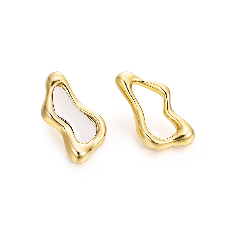 耳环•镜面系列 Metal asymmetrical mirror stud earrings 金属不对称镜面耳钉