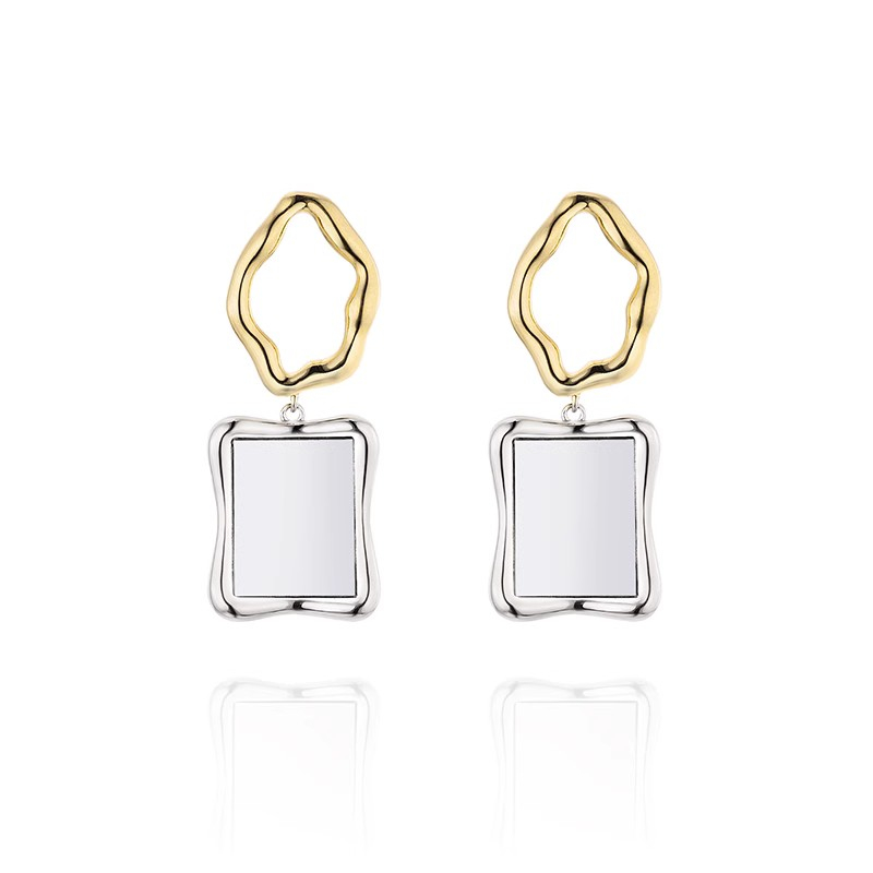 耳环•镜面系列 Mirror spliced hoop earrings 镜面拼接圆环耳环