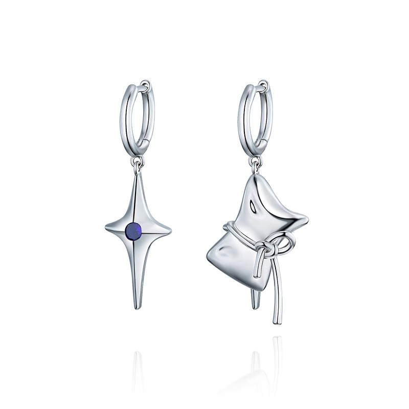 耳环•甜梦系列 Asymmetrical star pillow earrings 不对称星星枕头耳环